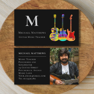 Modern gitarr musiklärare anpassad bild visitkort