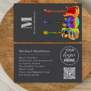 Modern Gitarr Musiklärare Musiker Logo QR-kod Visitkort
