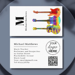 Modern Gitarr Musiklärare Musiker Logo QR-kod Visitkort