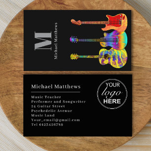 Modern Gitarrlärare Anpassad Logotyp Visitkort