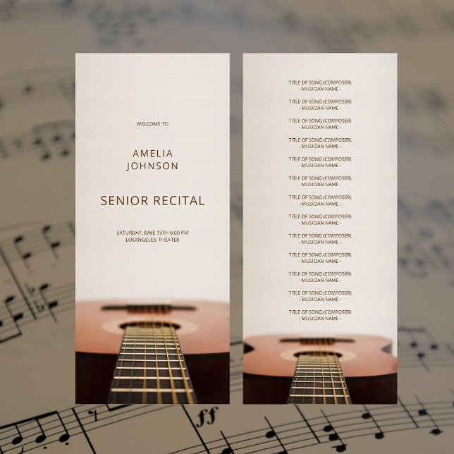 Modern Gitarrmusik Senior Recital Programlista (Modern Guitar Music Senior Recital Program List)