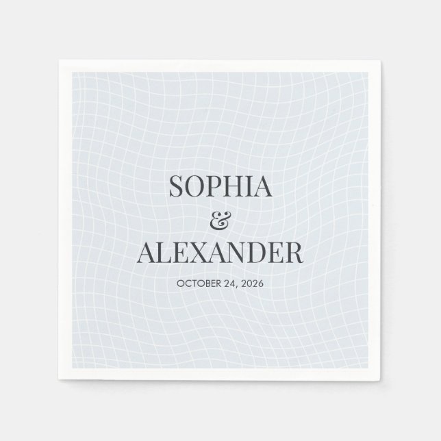 Modern Glacial Blue & Warped Grid Pappersservett (Framsidan)