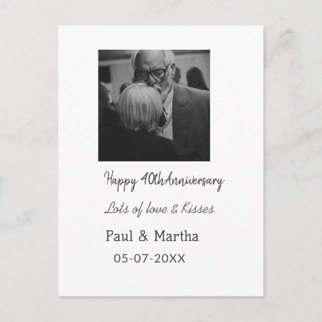 Modern glad 40-årsjubileum lägg till namn datum fo vykort (Framsida)