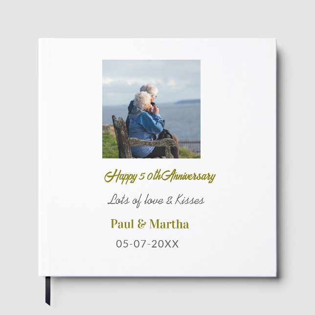 Modern glad 50-årsdag namn datum foto  gästböcker (Framsida)