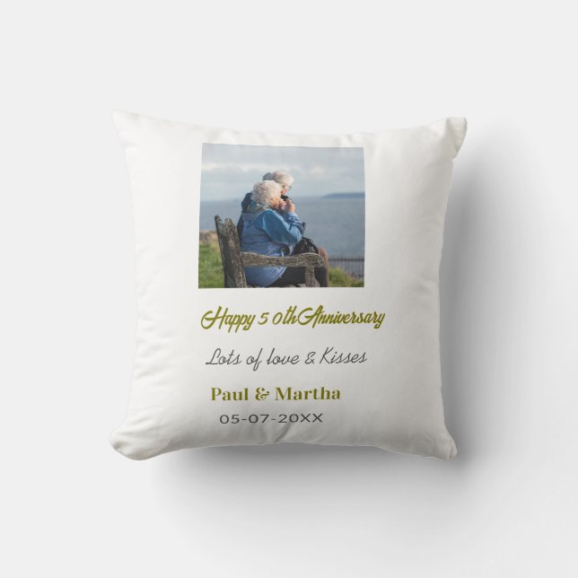 Modern glad 50-årsjubileum lägg till namn datum fo kudde (Framsida)