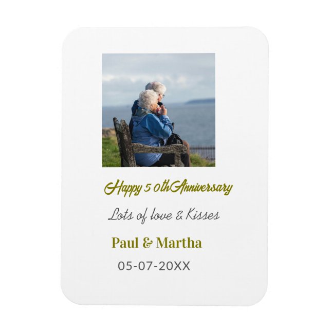 Modern glad 50-årsjubileum lägga till namn datum f magnet (Vertikal)