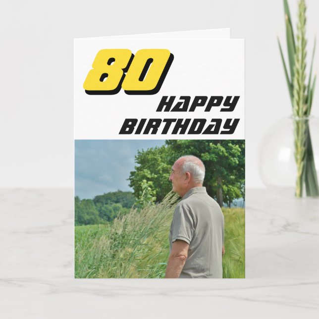 Modern Glad 80-årsdag Foto Kort (Framsida)