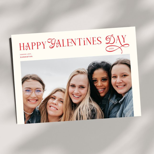 Modern Glad Galentines dag Bästa vänner Foto Julkort (Skapare uppladdad)