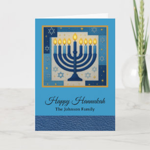 Modern Glad Hanukkah Familjenamn Kort