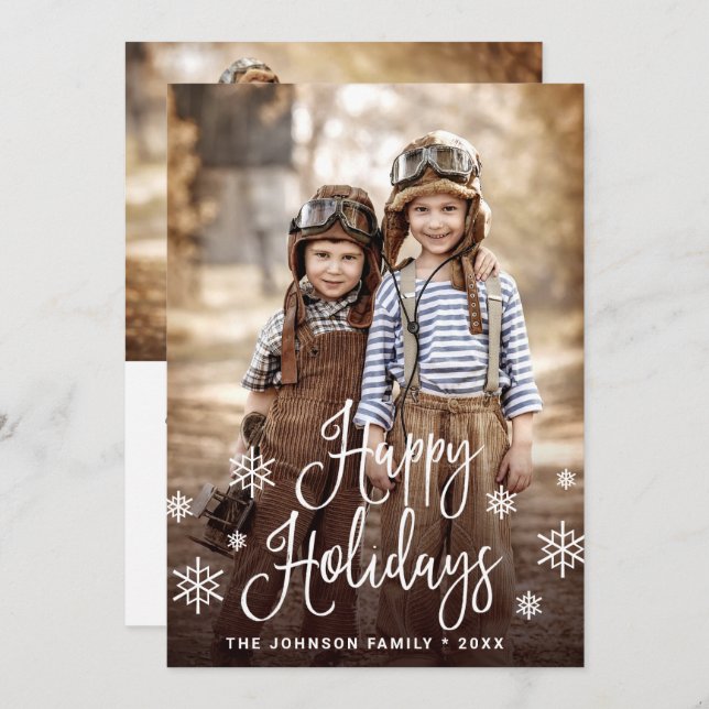 Modern Glad helg 2 PHOTO-jul Hälsning Julkort (Fram/baksida)