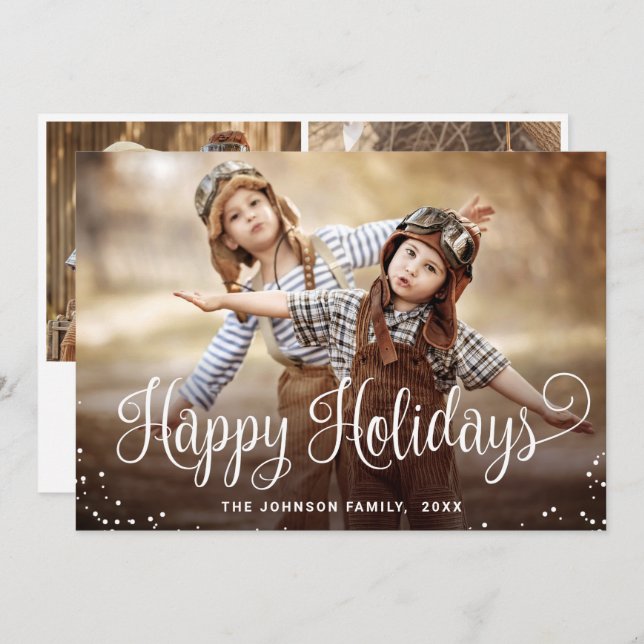 Modern Glad helg 3 PHOTO-jul Hälsning Julkort (Fram/baksida)