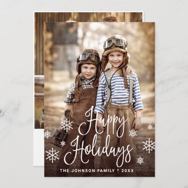 Modern Glad helg 4 PHOTO-jul Hälsning Julkort (Fram/baksida)