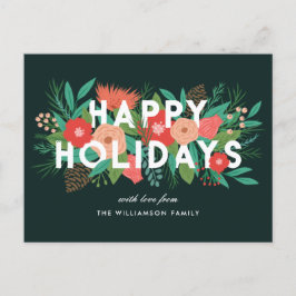 Modern Glad helg Blommigt-familjen Namn Vykort