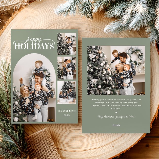 Modern Glad helg-fotoenkel calligrafi Julkort (Skapare uppladdad)