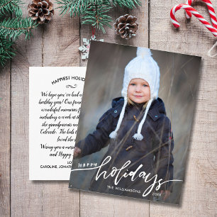 Modern Glad helg Hand Lettered Family Photo Vykort