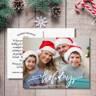 Modern Glad helg Hand Lettered Family Photo Vykort