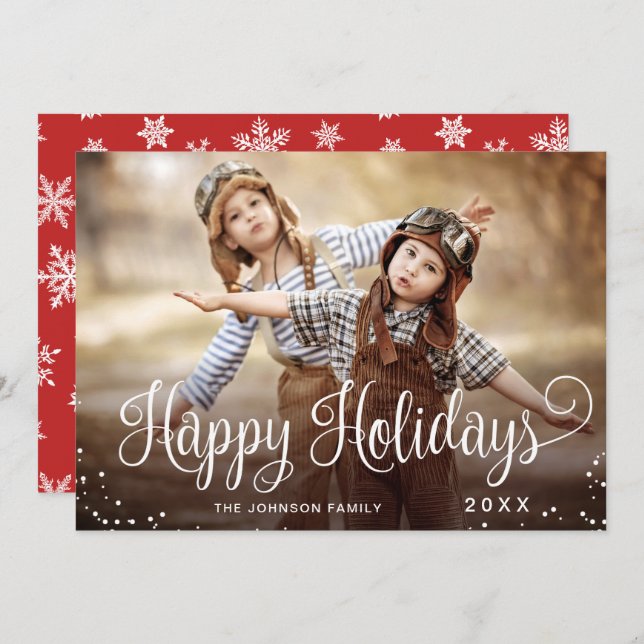Modern Glad helg PHOTO-jul Hälsning Julkort (Fram/baksida)
