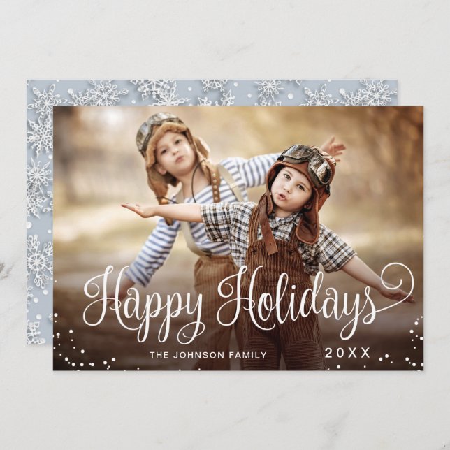 Modern Glad helg PHOTO-jul Hälsning Julkort (Fram/baksida)