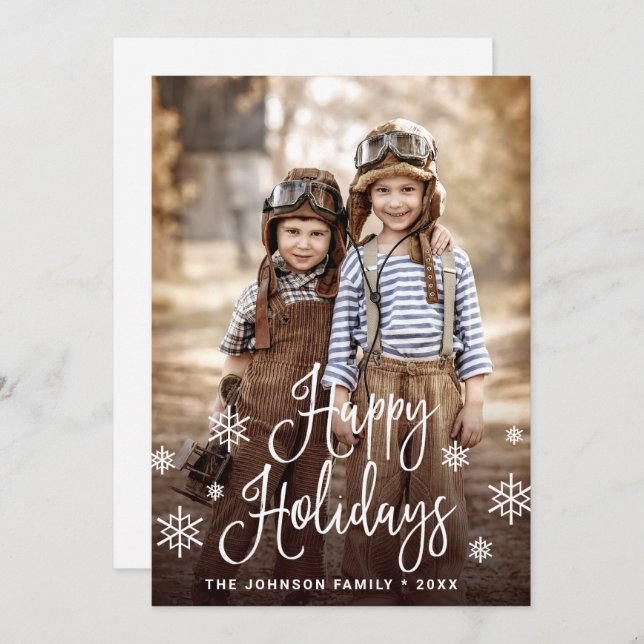 Modern Glad helg PHOTO-jul Hälsning Julkort (Fram/baksida)