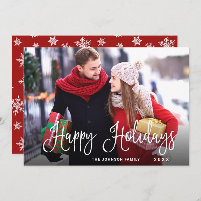 Modern Glad helg PHOTO-jul Hälsning Julkort (Fram/baksida)