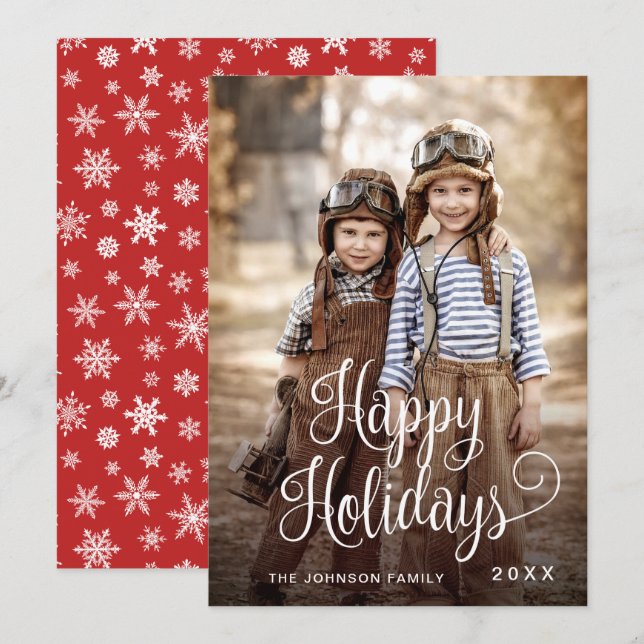 Modern Glad helg PHOTO-jul Hälsning Julkort (Fram/baksida)