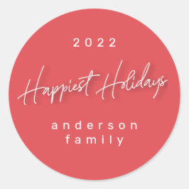 Modern Glad helg Red White Kuvert Seal Runt Klistermärke