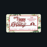 Modern Glad helg-röd botanisk kål Adressetikett<br><div class="desc">Modern manus Glad helg holly. Modern och attraktiv professionell med contemporary pekdon. Lite elegans och stil. Anpassa med din inledande information om monogram,  namn och adress.</div>