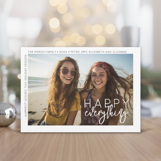 Modern Glad Jul Allt Minimal Vit Kant Julkort (Modern, minimal Holiday Greeting Card)