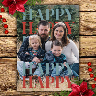 Modern Glad Jul Familjefotokort Julkort