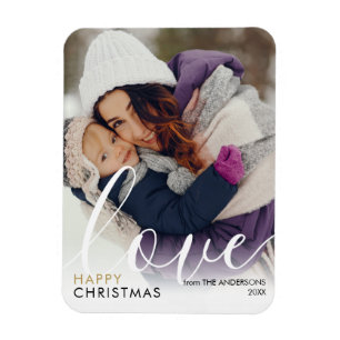 Modern Glad Jul Foto manus Lyx Chic Magnet