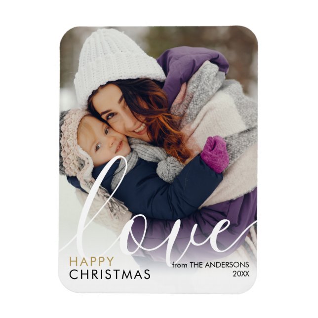 Modern Glad Jul Foto manus Lyx Chic Magnet (Vertikal)