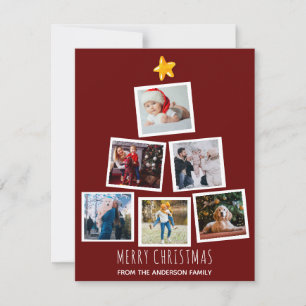 Modern Glad Jul Gran Familj Foto Collage Julkort