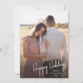 Modern Glad Jul Skript Enkel Foto Julkort