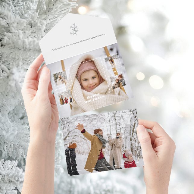 Modern Glad Jul Tunn Linje Ram 5-Foto (Skapare uppladdad)