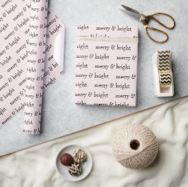 Modern Glad & Lysande Julhelg Rosa Svart Presentpapper