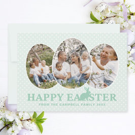 Modern Glad påsk Bunny Pastel Mint Photo Eggs Julkort