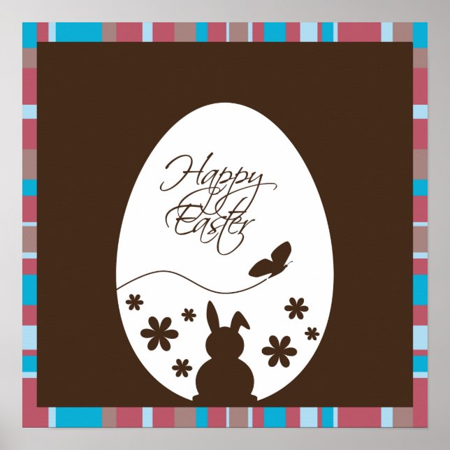 Modern Glad påsk Egg Chocolate Brown Poster (Framsidan)