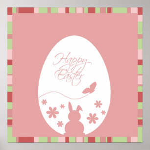 Modern Glad påsk Egg Pastel Rosa Poster