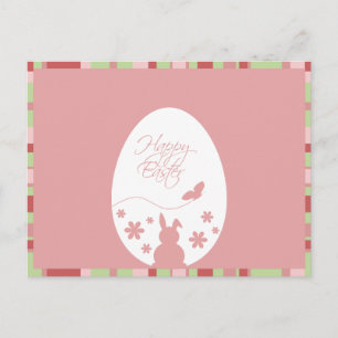 Modern Glad påsk Egg Pastel Rosa ros vykort