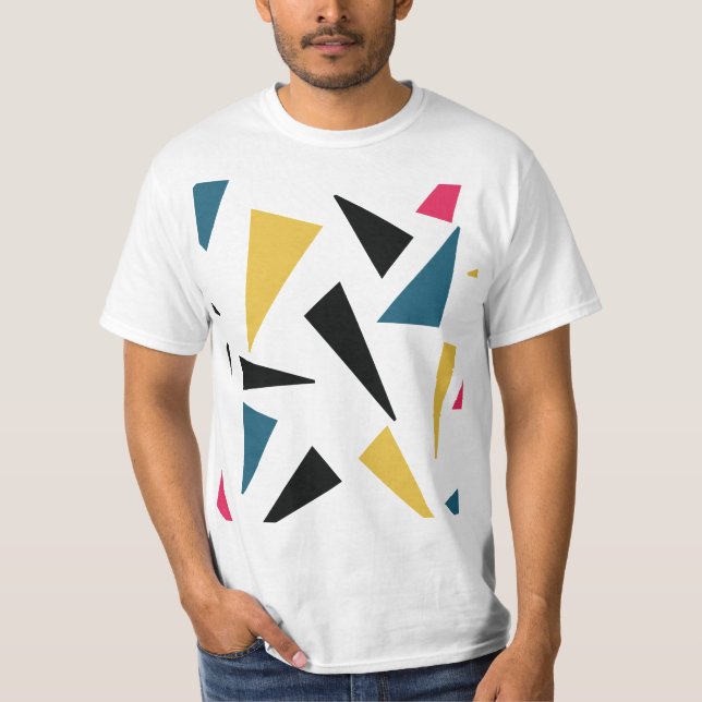 Modern, glad, roligt, vibrerande geometriskt mönst t shirt (Framsida)