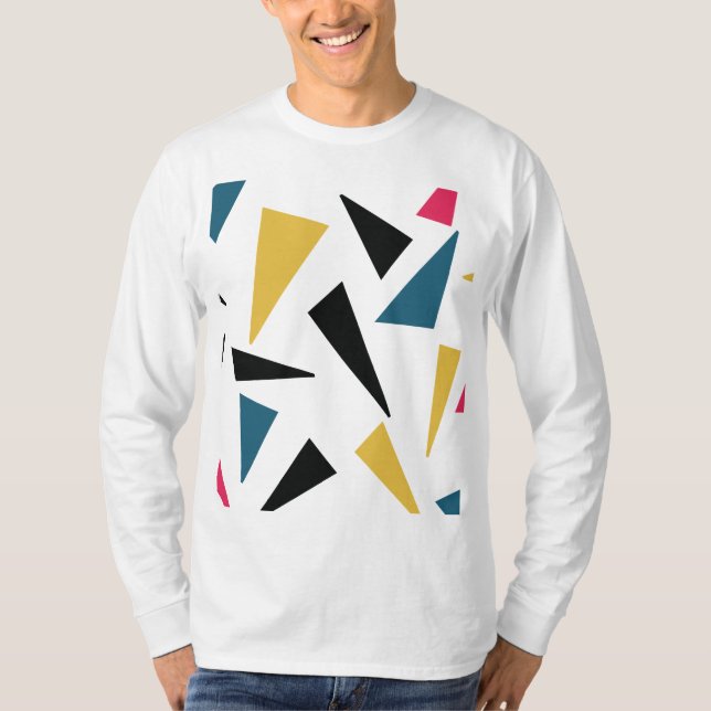 Modern, glad, roligt, vibrerande geometriskt mönst t shirt (Framsida)