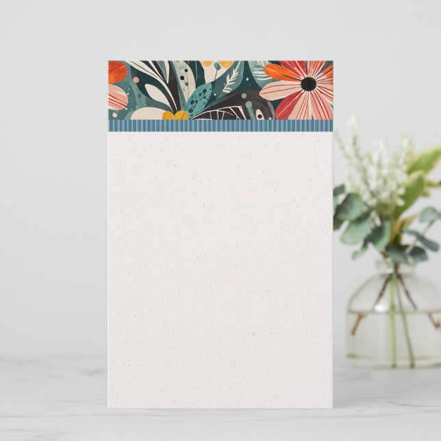 Modern Glad Saker Blommor Pappersvaror Brevpapper (Stående Fram)