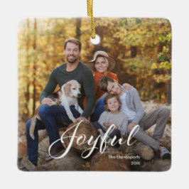Modern Glad Skrift Familjefoto Julgransprydnad Keramik