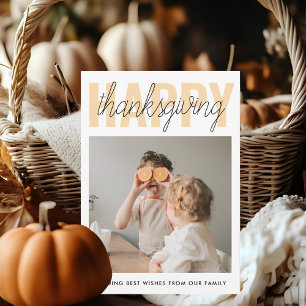 Modern Glad Thanksgiving Familjefoto Inbjudningar
