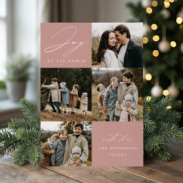 Modern Glädje åt världen Dammig Rosa 5 Foto Julkort