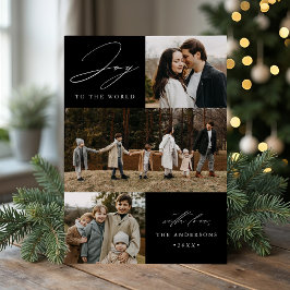 Modern glädje för världen Svart 4 Foto Julkort