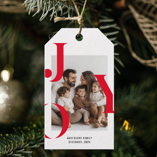 Modern GLÄDJE Jul Foto Personlig Högtid Presentetikett