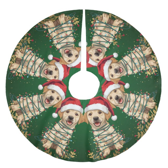 Modern glädje Lab julgran valp hund mönster Julgransmatta Borstad Polyester (Framsidan)