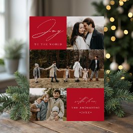 Modern glädje till världen Röd 4 Foto Julkort