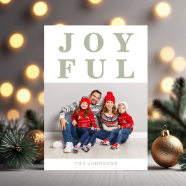 Modern Glädjefull Ljusgrön Julfotografi Julkort